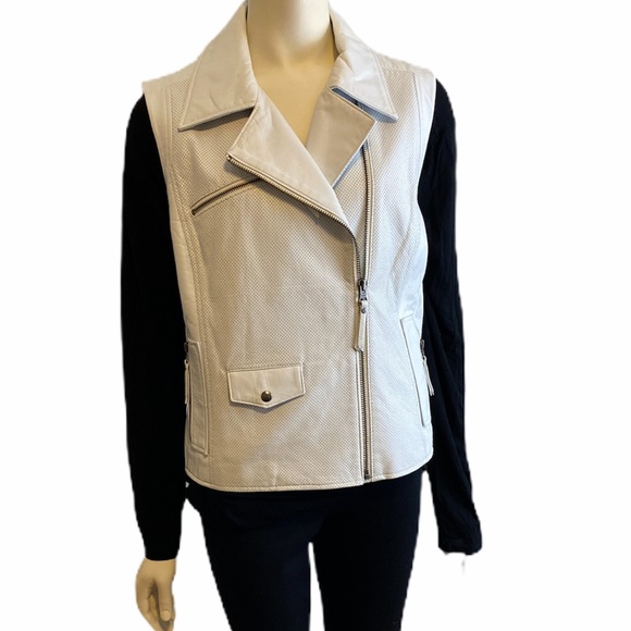 TRUTH & PRIDE White Perforated Leather Vest L - Picture 2 of 11